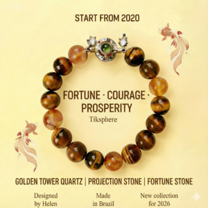 Golden tower crystal projection baracelet