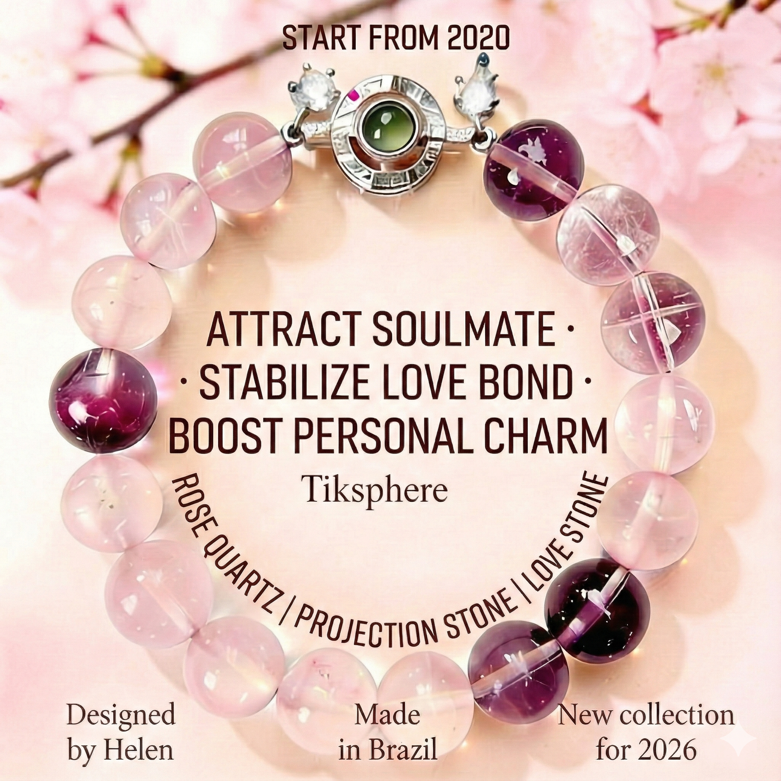 Rose crystal projection bracelet